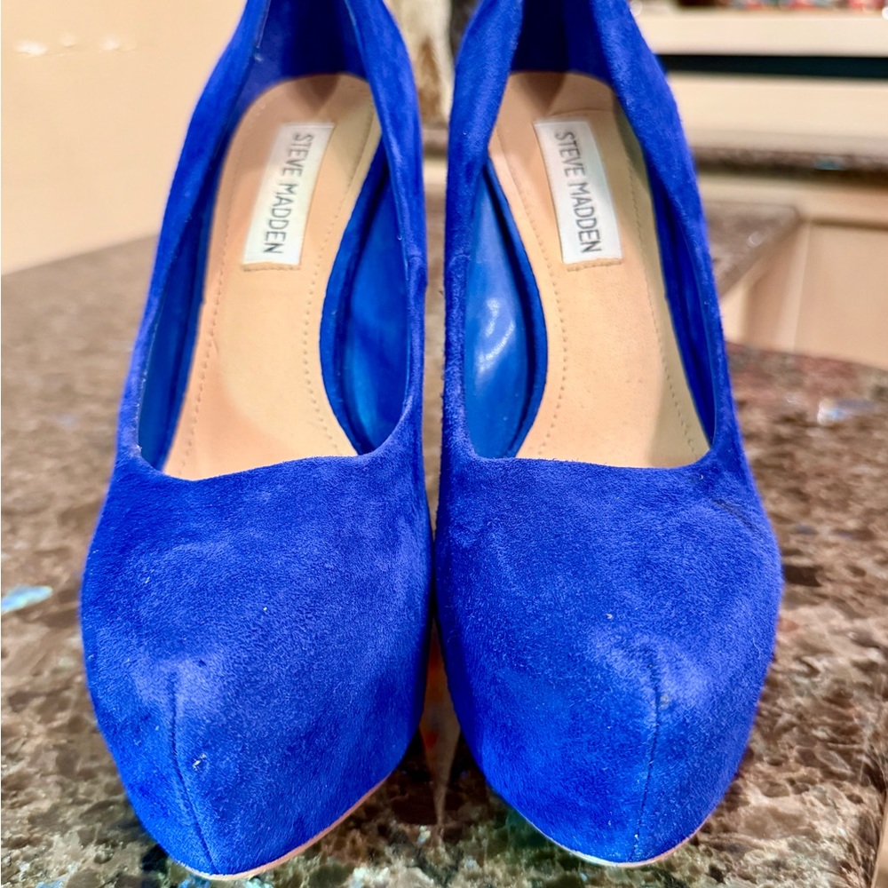 Steve Madden Women's Cobalt Blue Suede 6 Inch Heels
